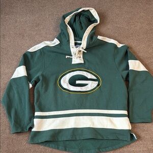 NFL Green Bay Packers Men's Size M OTS Grant Lace Up Pullover Hoodie